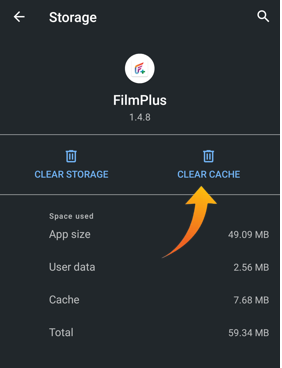 clear cache on filmplus screenshot image